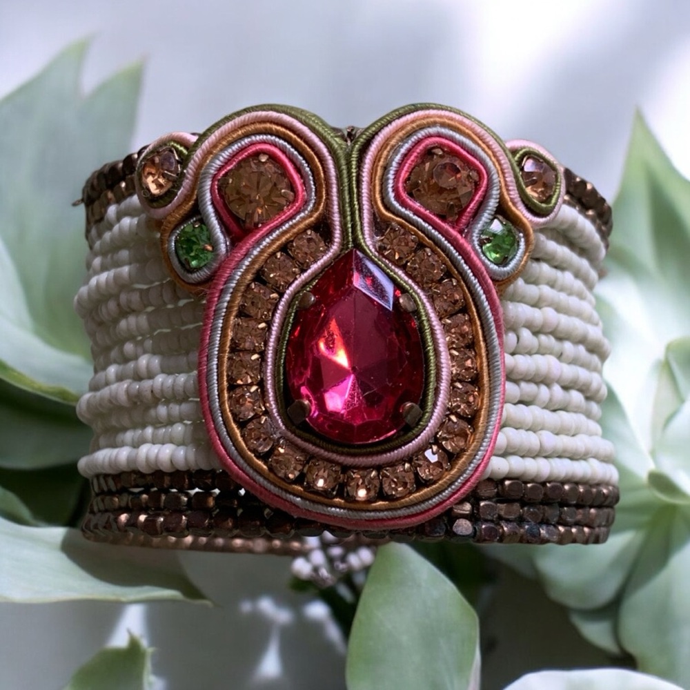 Elegant Multicolor Beaded Cuff Bracelet